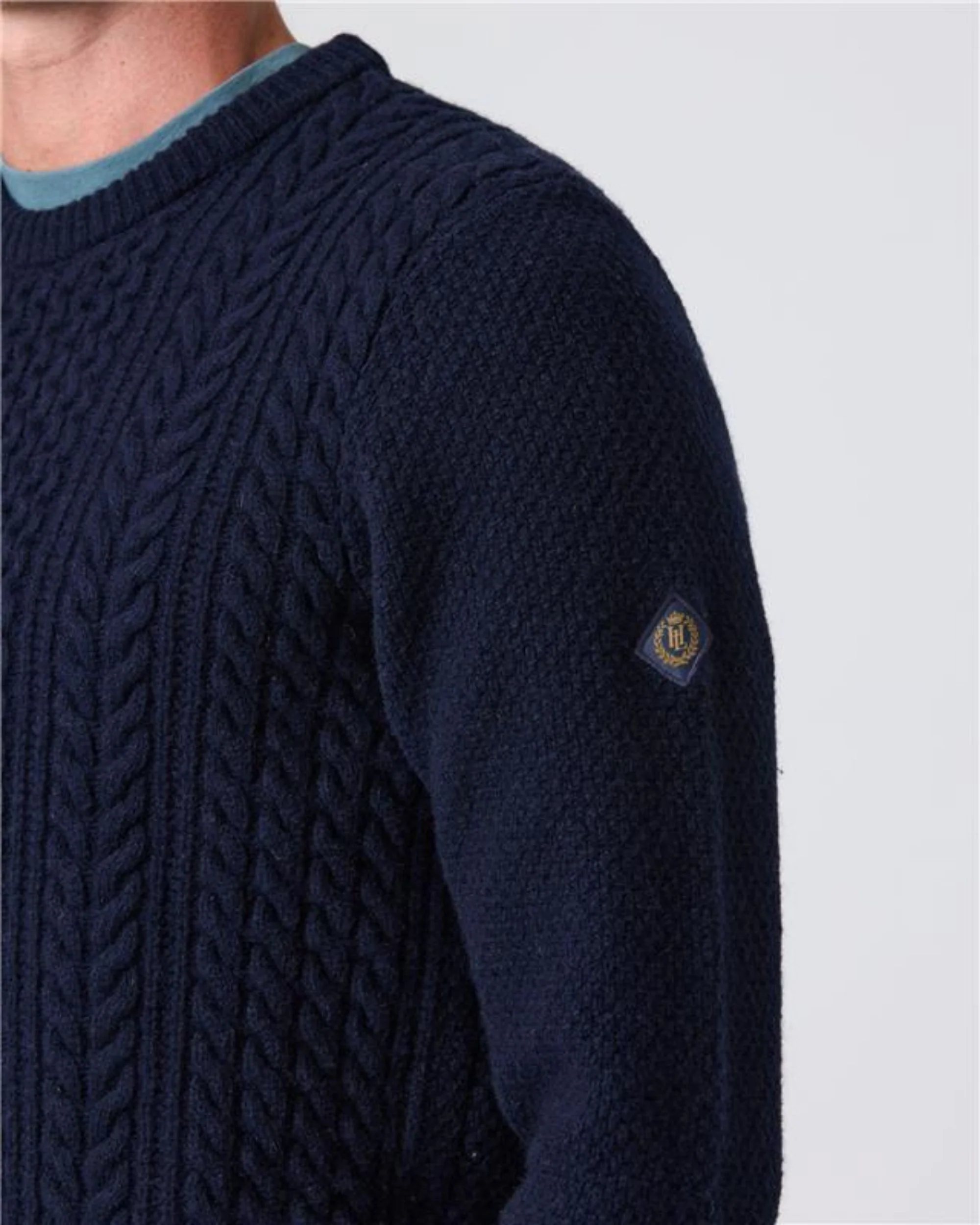 Abersoch Cable Knit Jumper - Dark Navy - Image 5