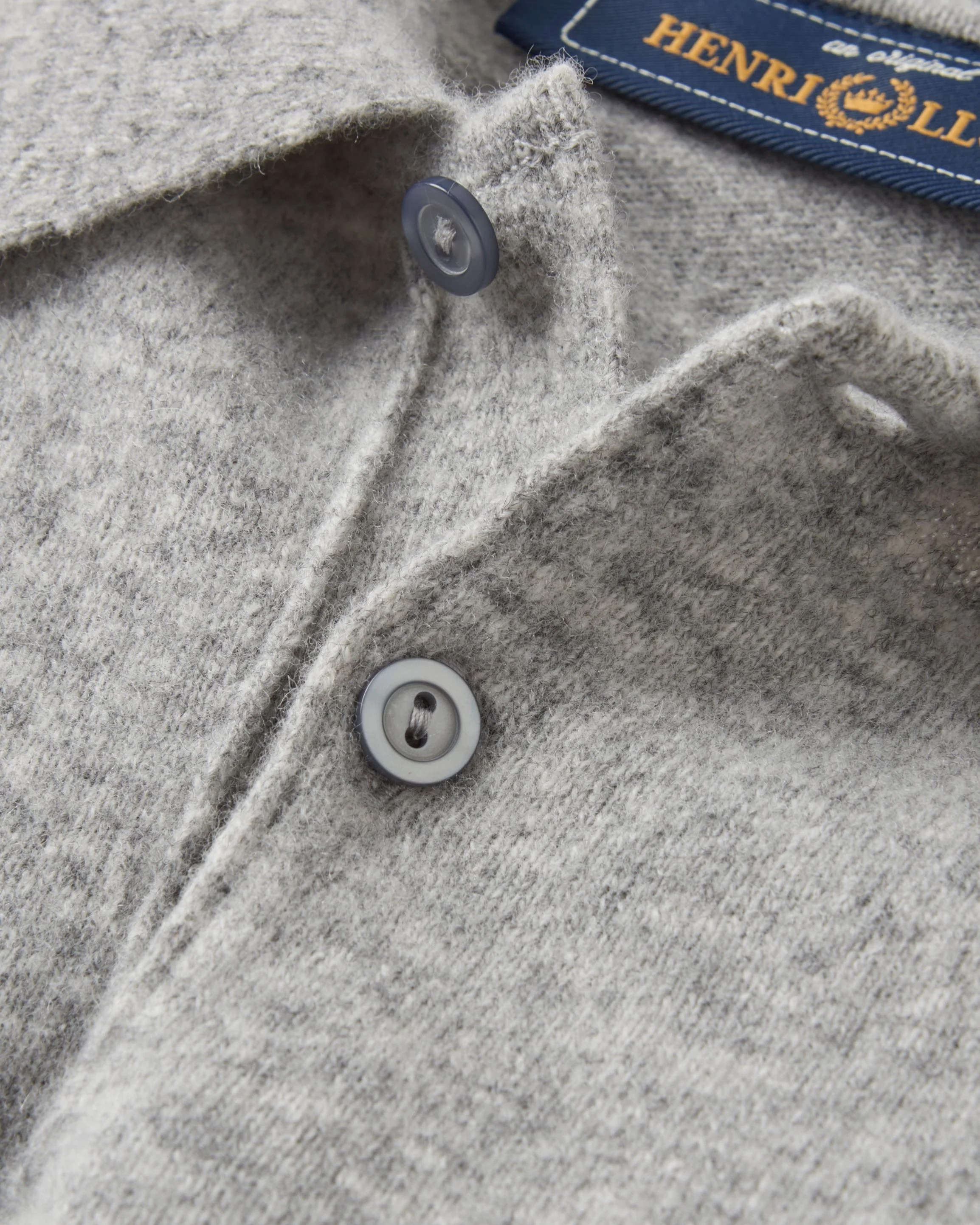 Beaulieu Knitted Polo - Light Grey Melange - Image 7