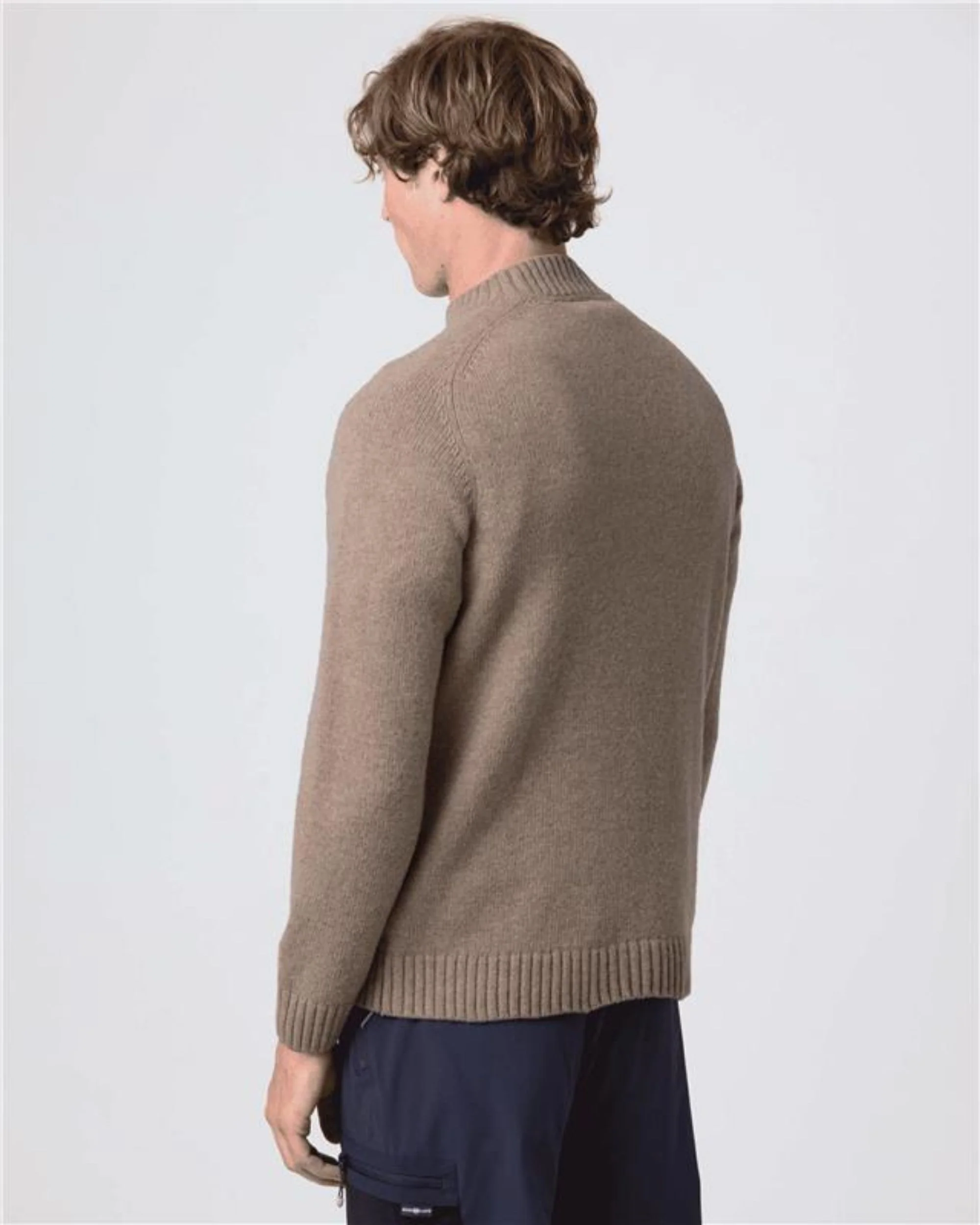 Clew Mock Neck Jumper - Light Sand Melange - Image 6