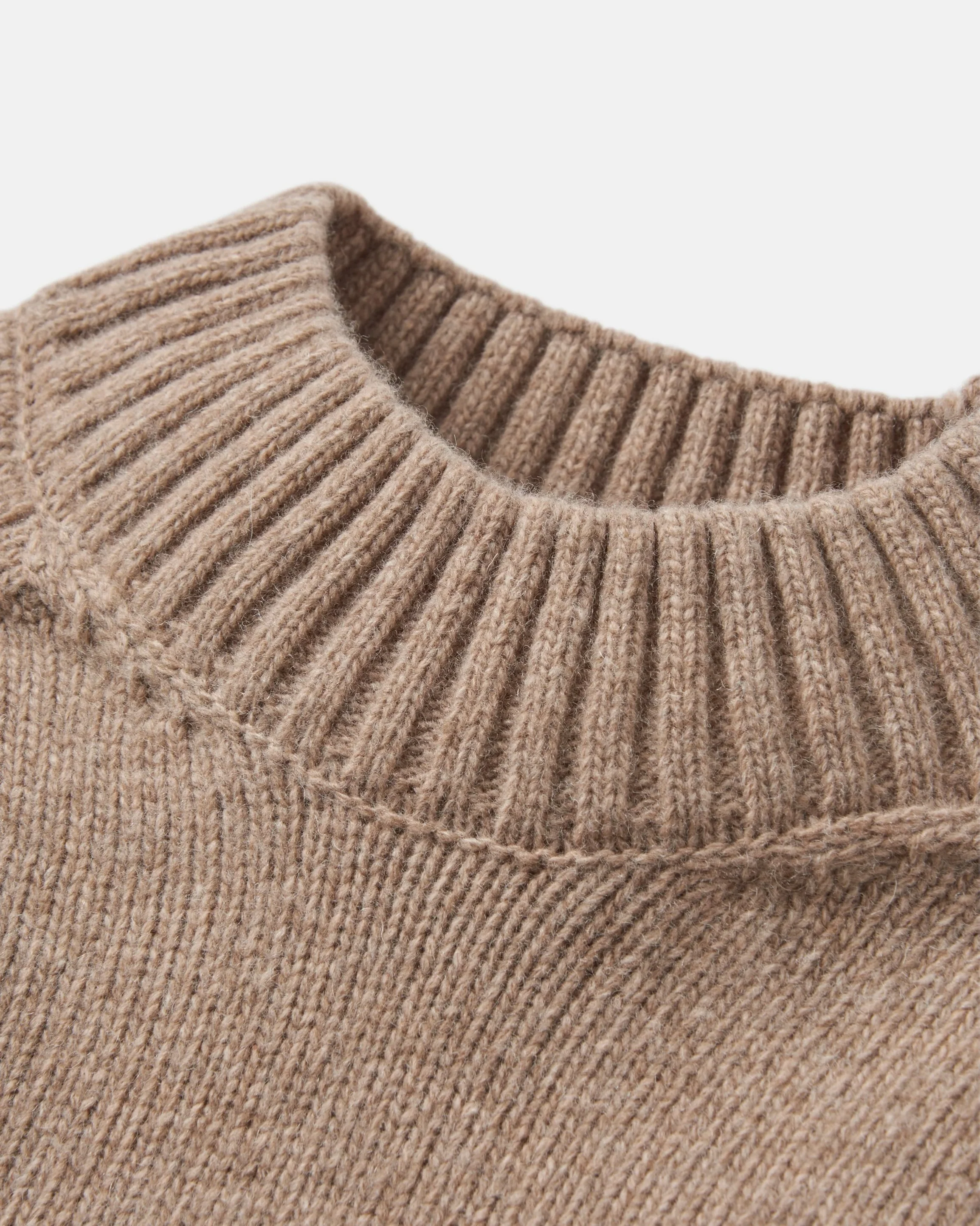 Clew Mock Neck Jumper - Light Sand Melange - Image 8