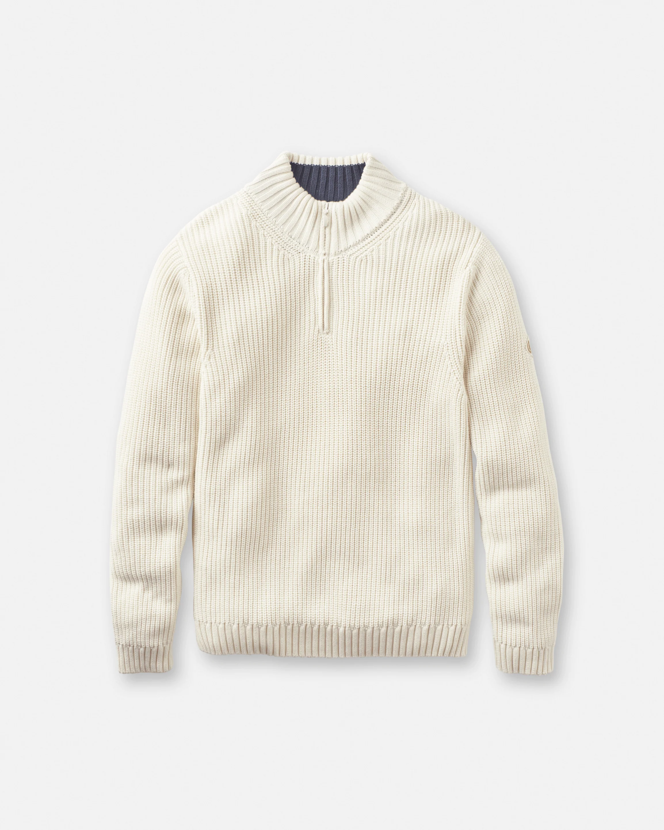 Golant Quarter Zip Ribbed Knit - Ecru - Image 3