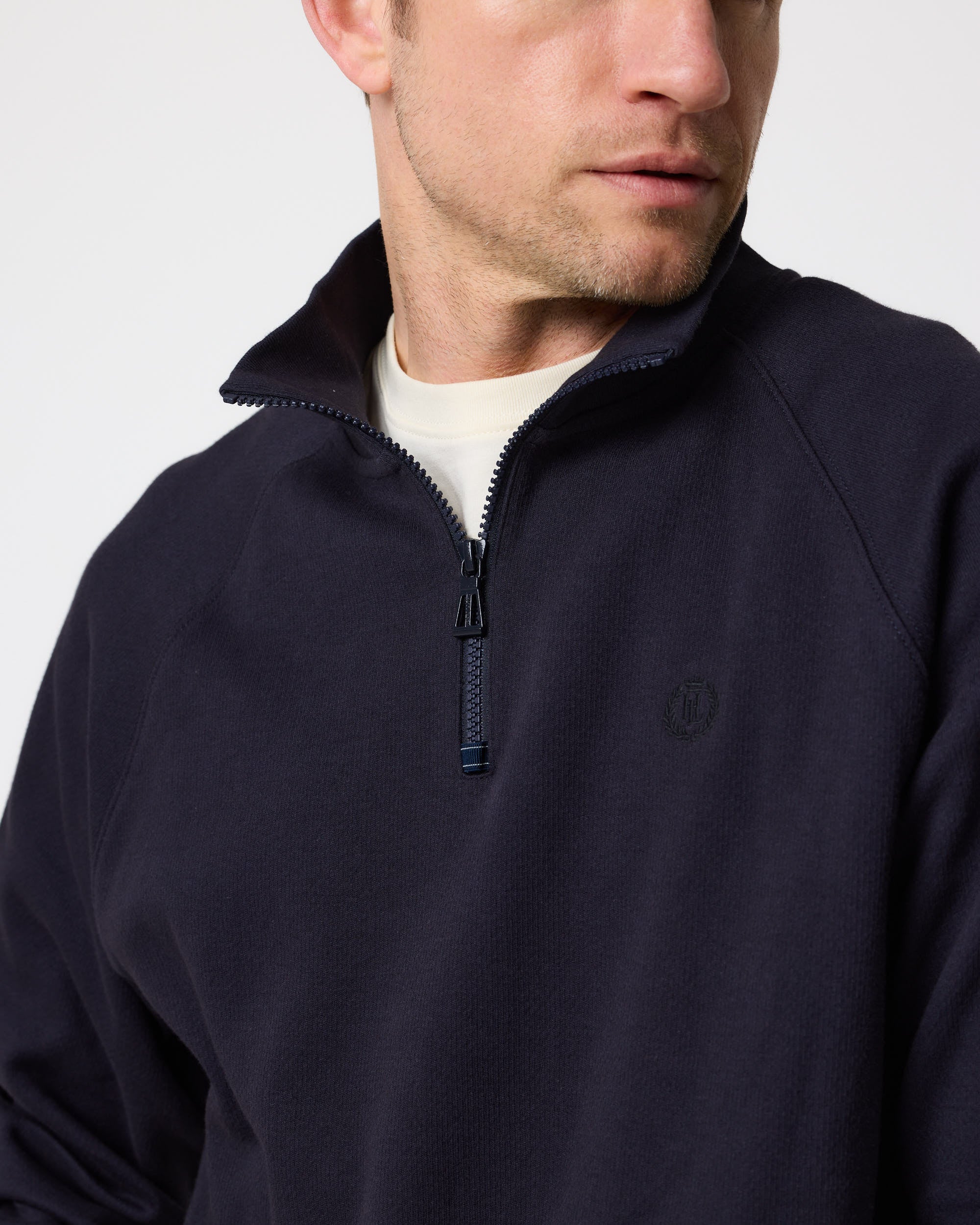 Hayle 1/4 Zip Sweat - Dark Navy - Image 4