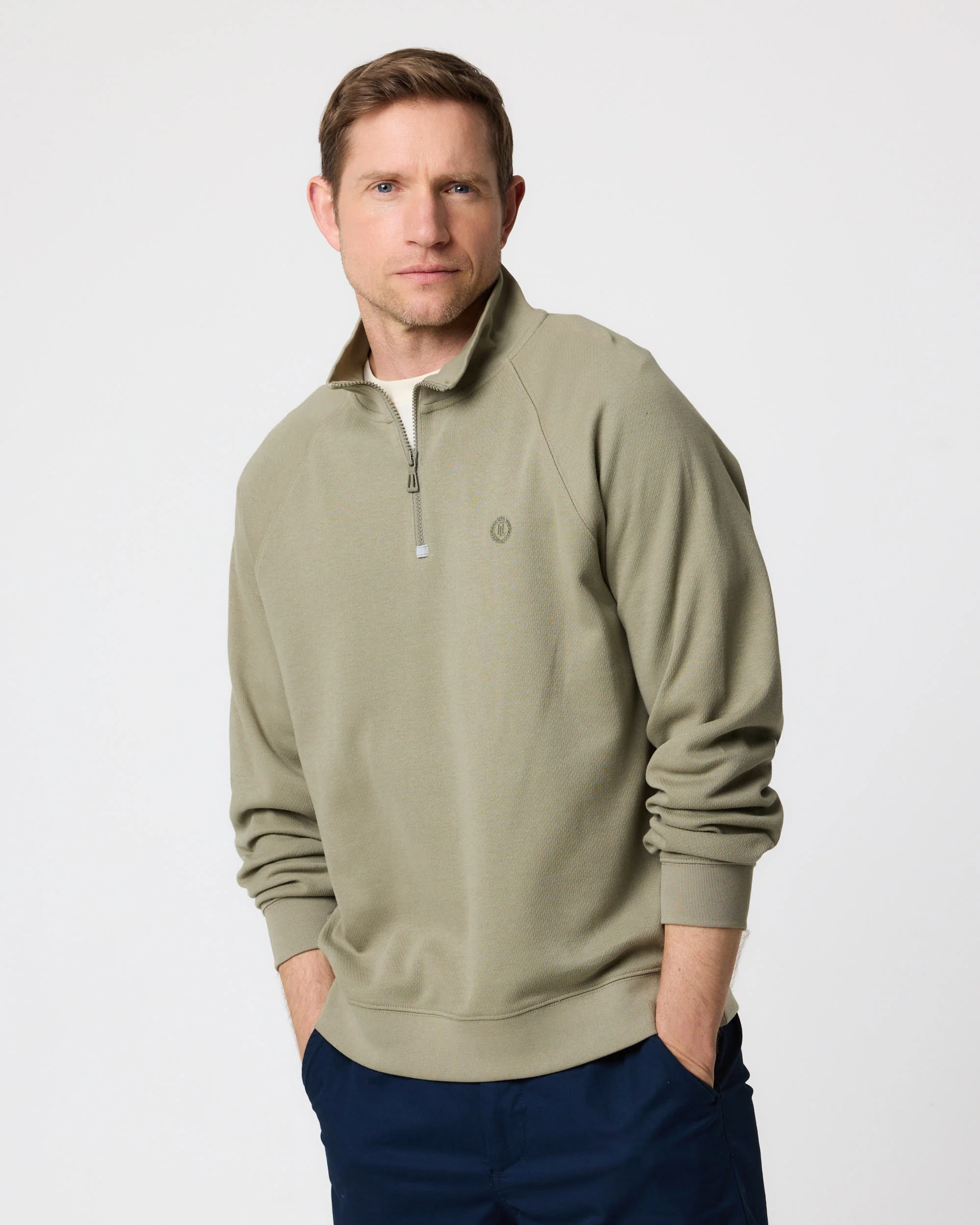 Hayle 1/4 Zip Sweat - Kelp