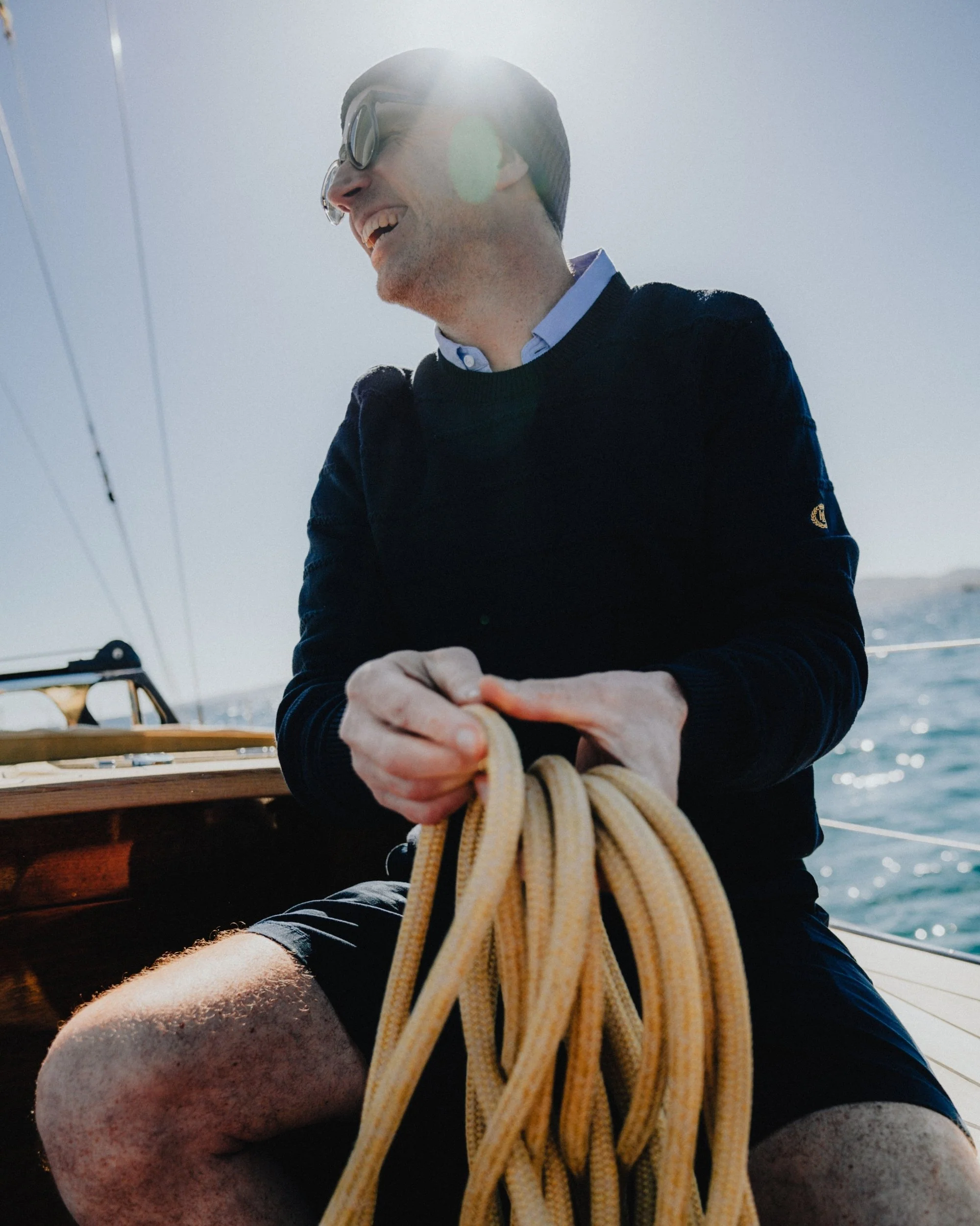 Kimmeridge Stripe Crew - Dark Navy - Image 2