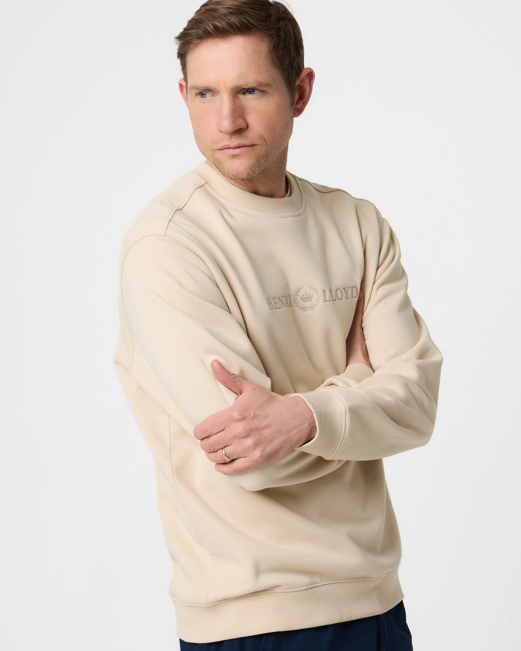 Lytham Crew Neck Sweat - Oyster Beige - Image 3