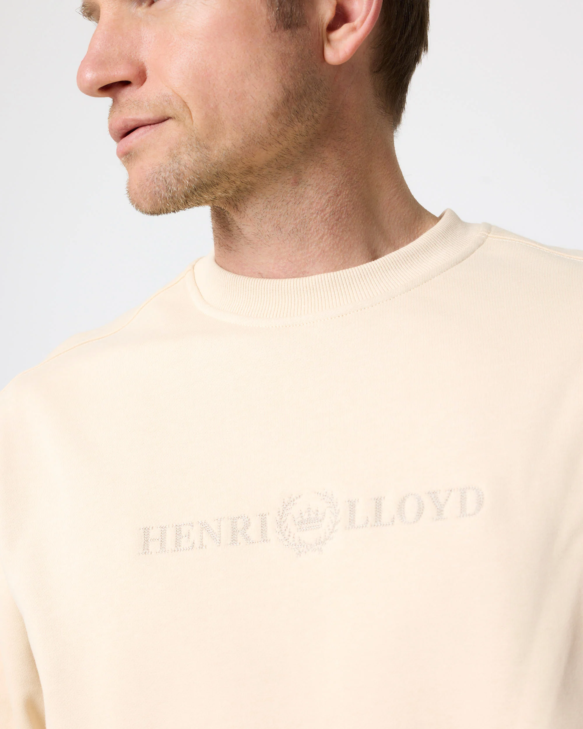 Lytham Crew Neck Sweat - Oyster Beige - Image 4