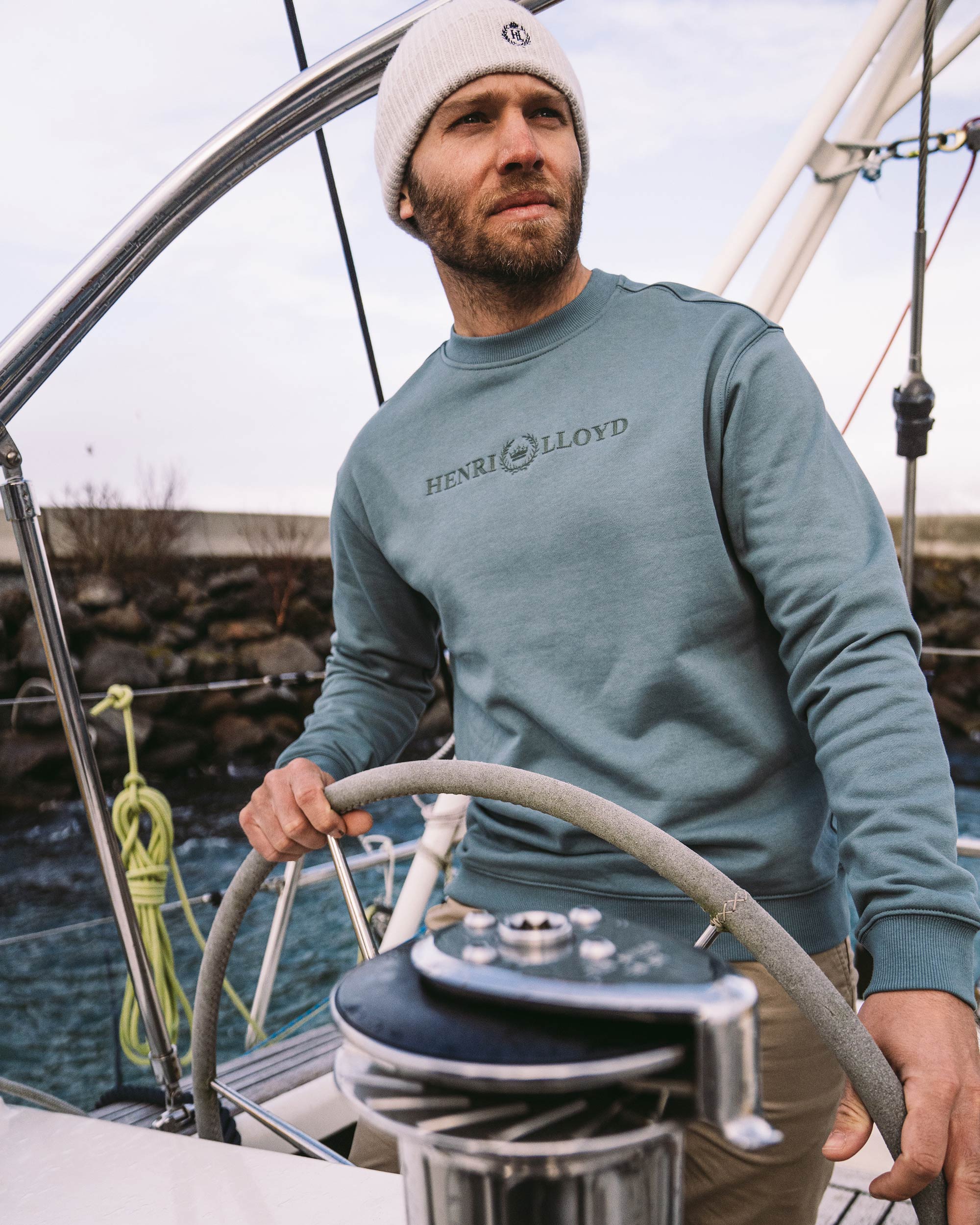 Lytham Crew Neck Sweat - Sea Spray Blue - Image 3