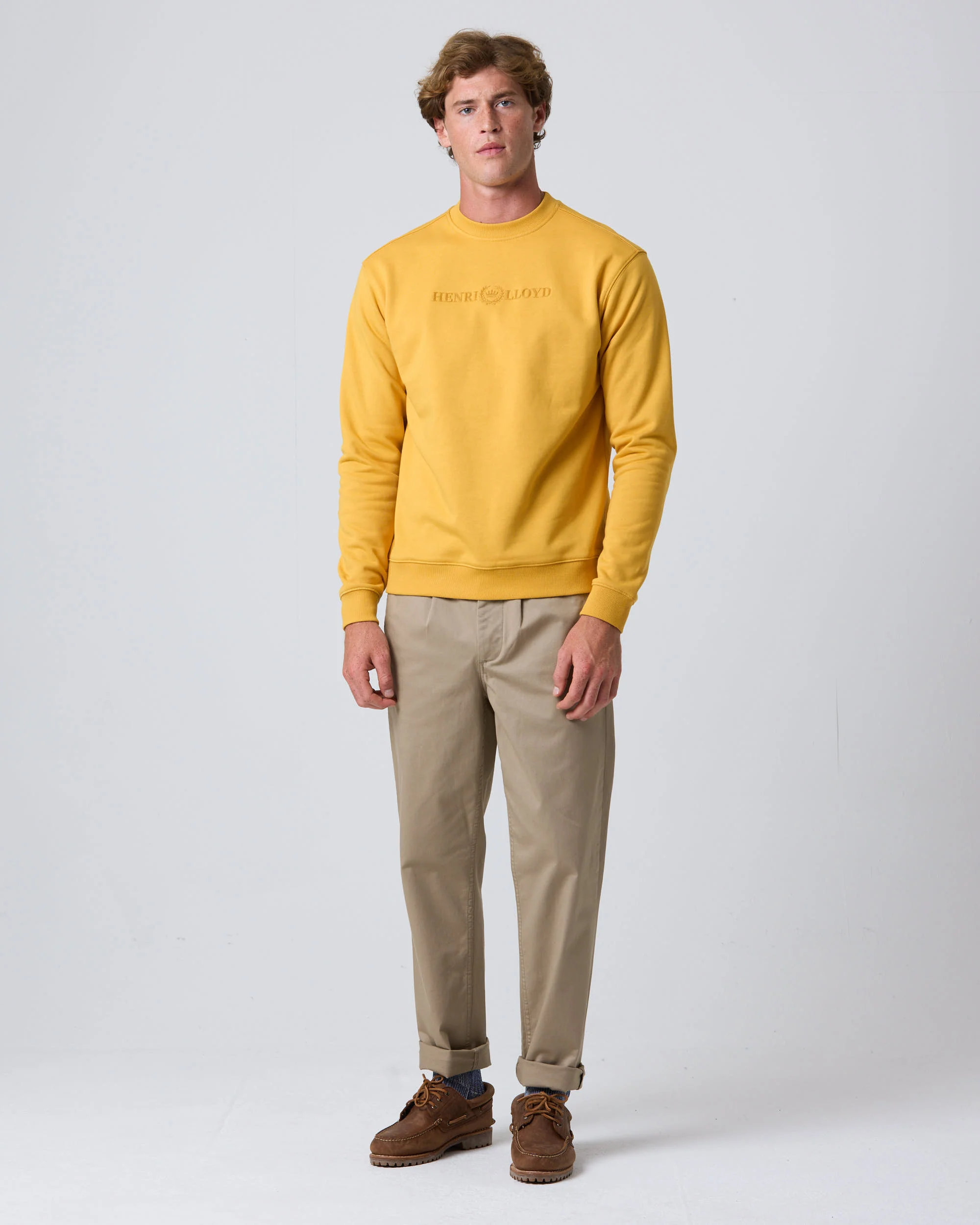 Lytham Crew Neck Sweat - Washed Yellow - Image 4