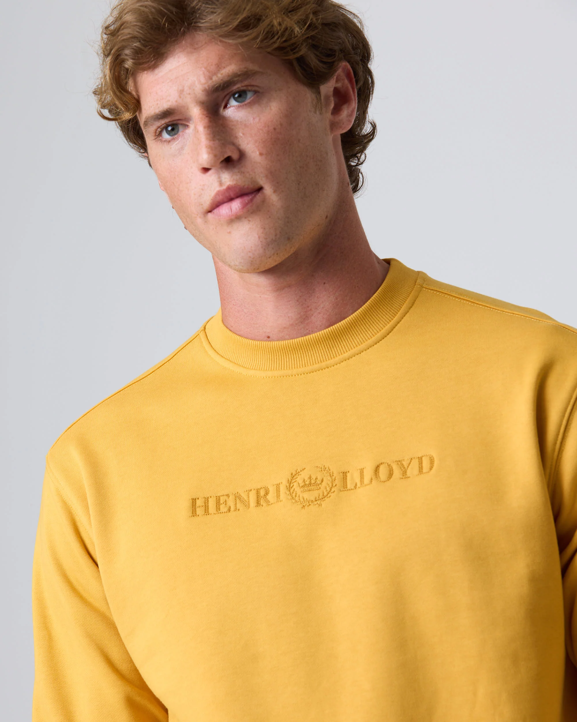 Lytham Crew Neck Sweat - Washed Yellow - Image 5