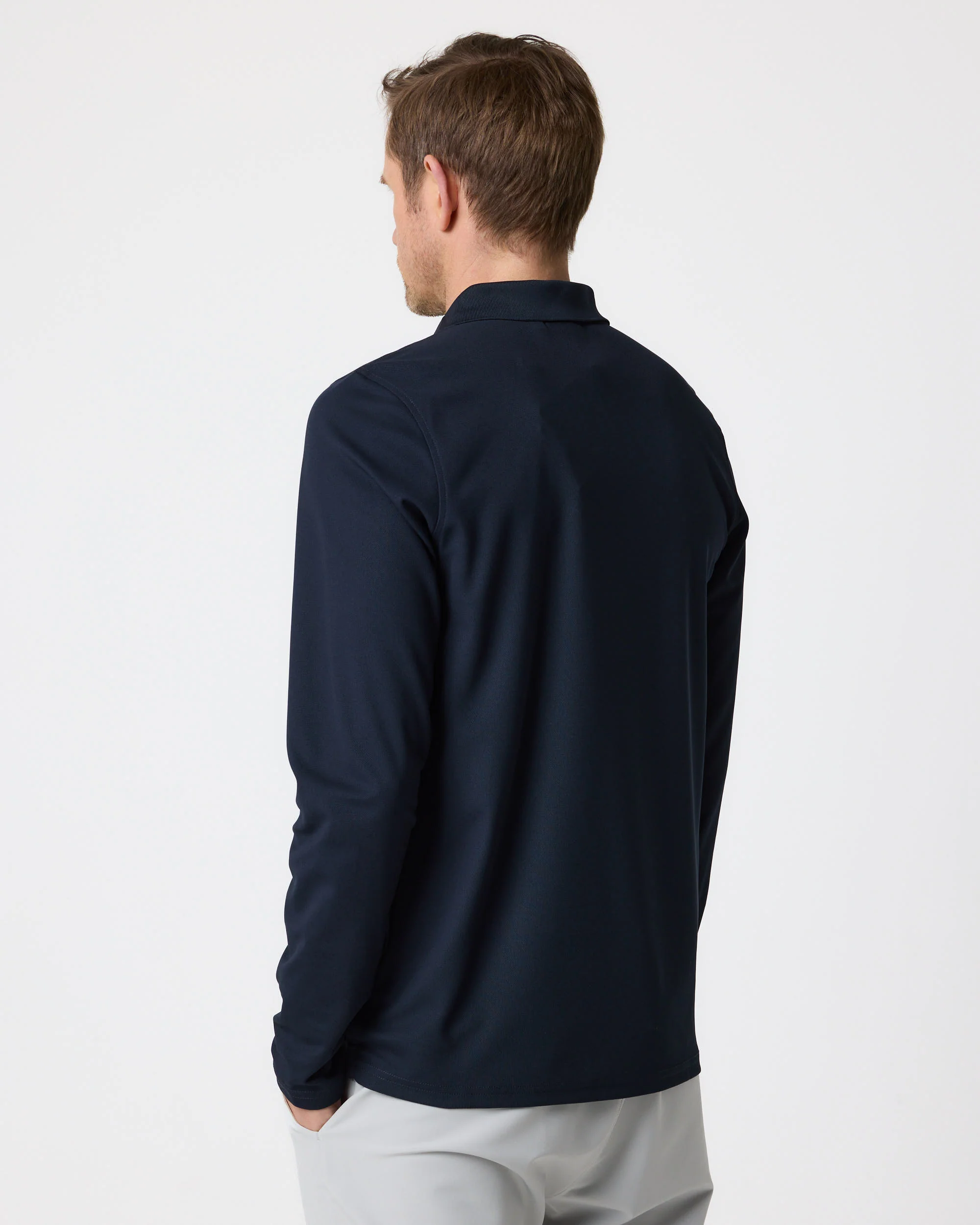 Men's Dri-Fast LS Polo - Navy Black - Image 4