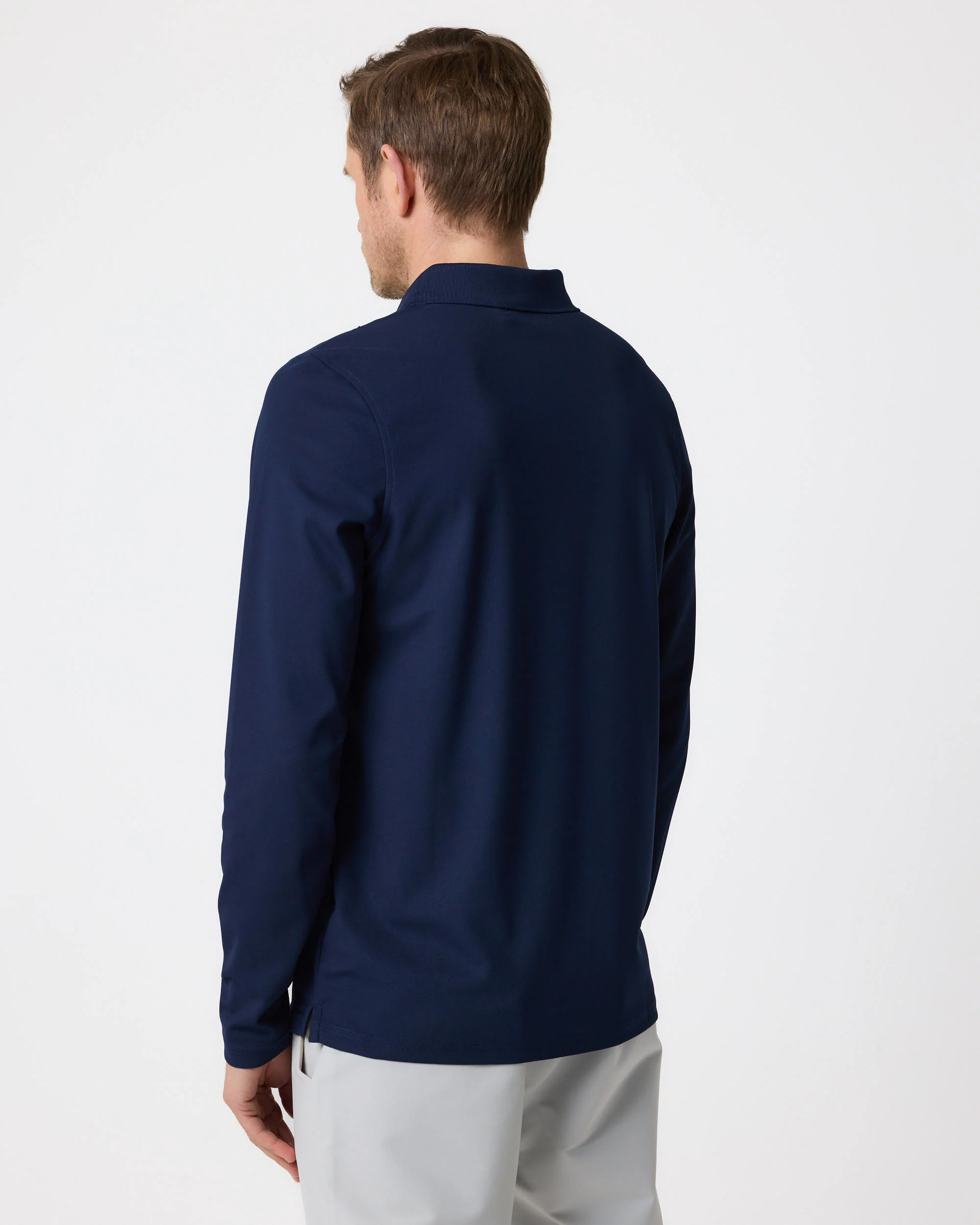 Men's Dri-Fast LS Polo - Navy Blue - Image 4