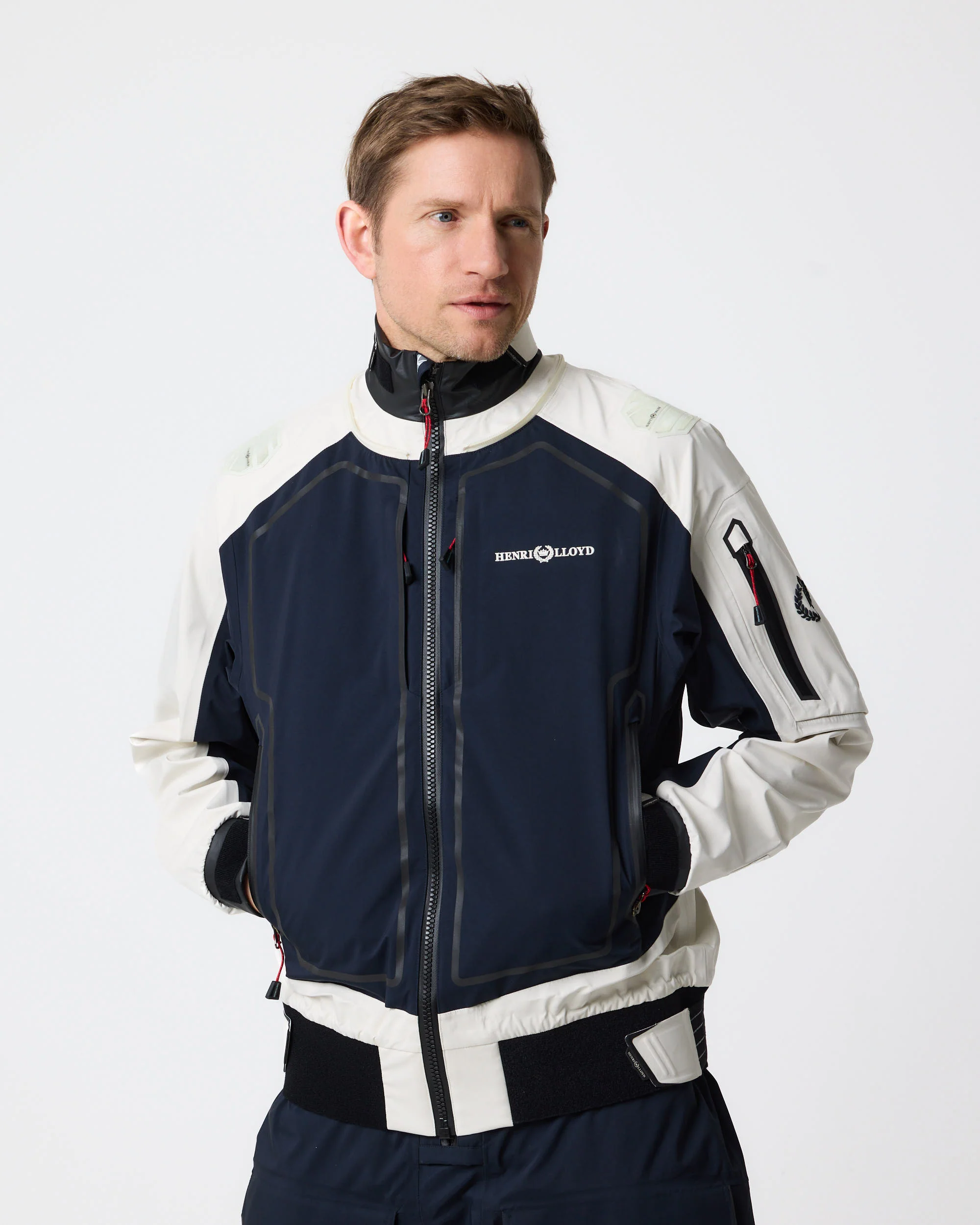 Ocean Pro Full Zip Smock - Navy Black/Off White - Image 4