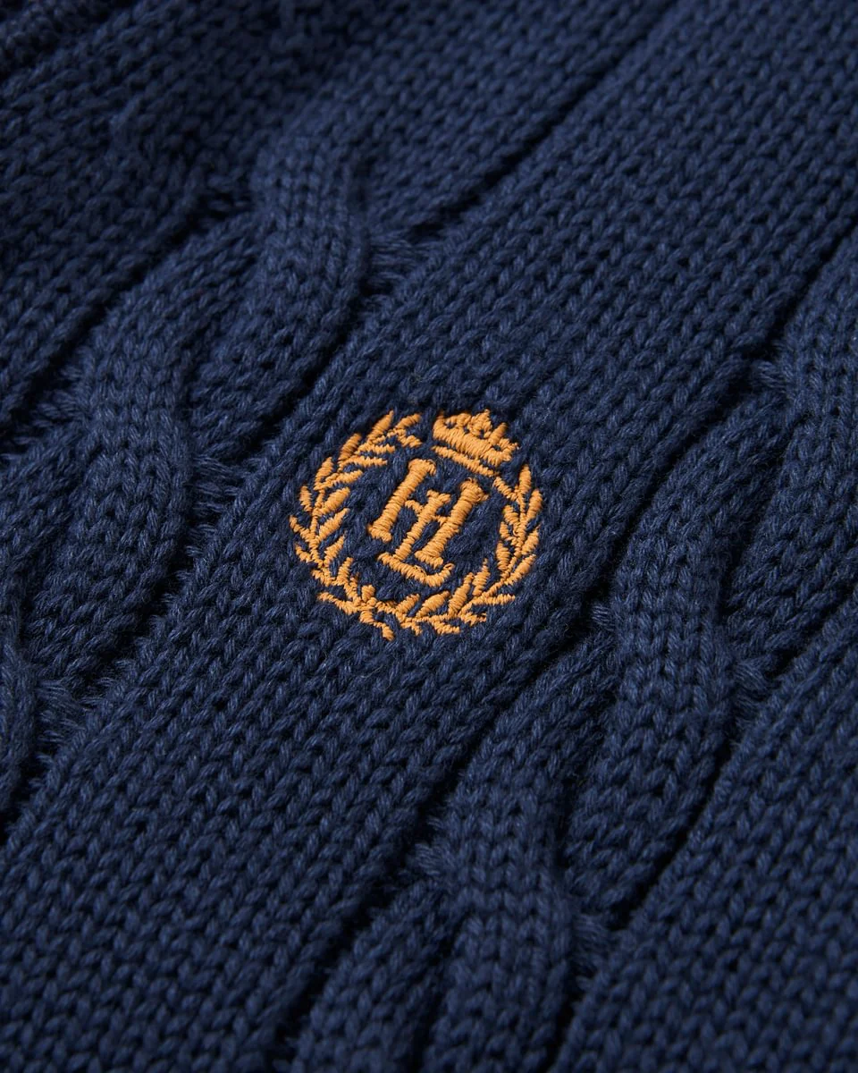 Trafford V-Knit Jumper - Navy Blue - Image 3