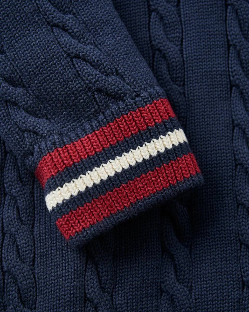 Trafford V-Knit Jumper - Navy Blue - Image 5